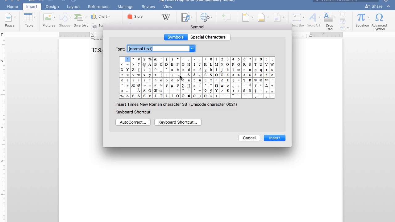 create copywrite symbol in word for mac 2011
